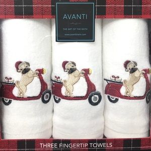 Three Fingertip Towel with pug dog picture